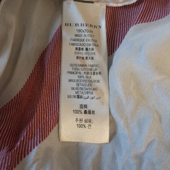 Womens Burberry Black Red White 100% Silk Check Print Design Rectangle Scarf - Picture 9 of 12